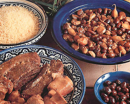 Couscous aux fèves et pied de boeuf